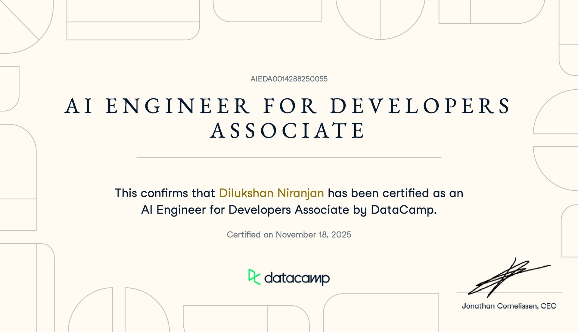 AI Engineer for Developers Associate certificate